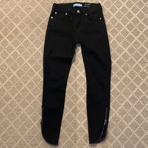 7 for all mankind b(air) black jeans with ankle zipper detail